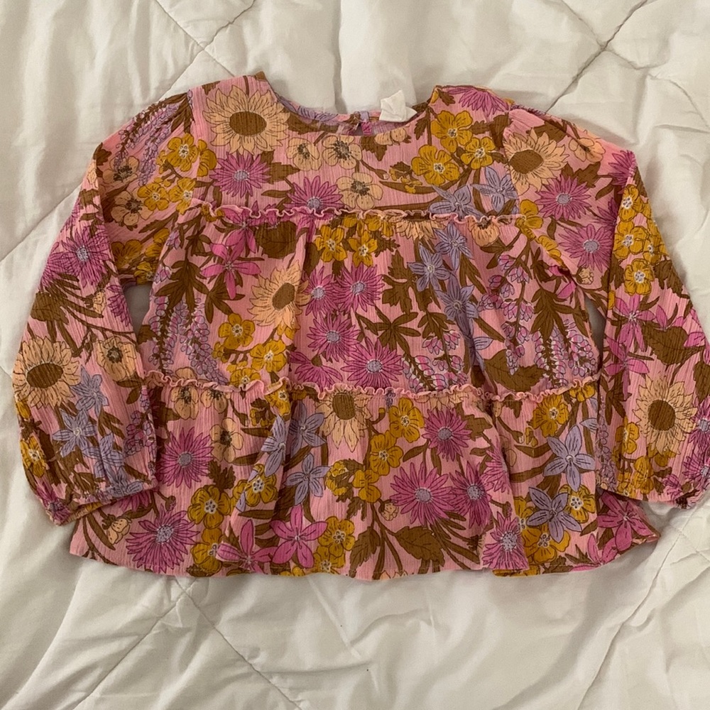 Girls pink floral long sleeve top by Cotton-on-Kids.
